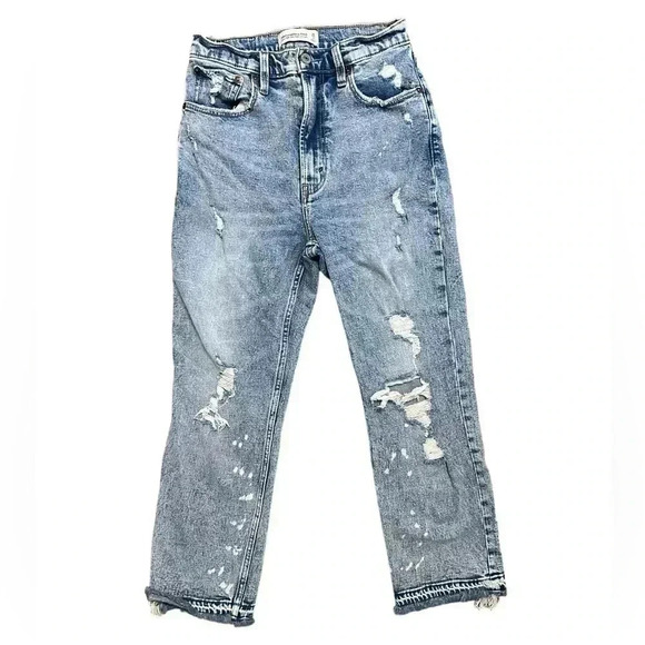 Abercrombie & Fitch Curve Love High Rise Ankle Straight Jeans Size 2 Short - Picture 2 of 7